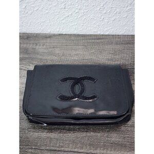 Chanel Coco Mark Waist Pouch Enamel Black Logo Used